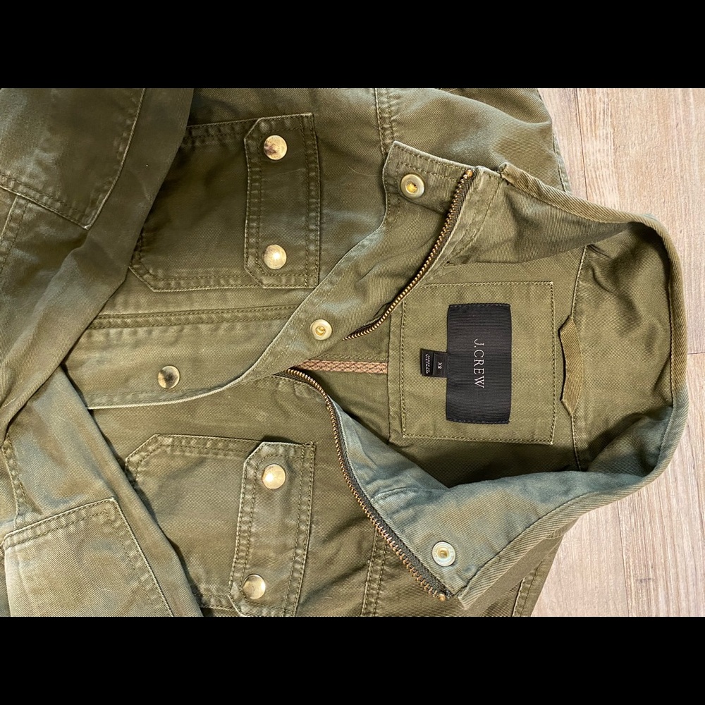 J. Crew Distressed Olive Downtown Field Utility Jacket